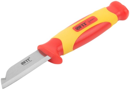 Нож изолированный 1000В нерж. сталь 190мм лезвие 68мм прорезин. ручка FIT 10607 фото 2