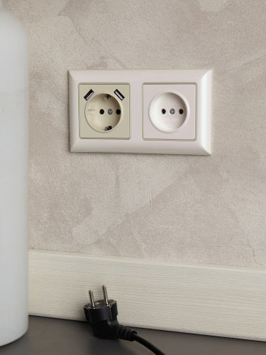 BRITE Розетка 1-местная без заземления без защитных шторок 10А РС10-1-0-БрЖ жемчуг | код BR-R10-10-K36 | IEK фото 2