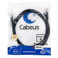 Cabeus PC-UTP-RJ45-Cat.6-0.3m-BK Патч-корд U/UTP, категория 6, 2xRJ45/8p8c, неэкранированный, черный, PVC, 0.3м | код 8661c | Cabeus