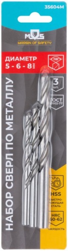Набор сверл по металлу HSS, угол заточки 118град, в блистере, 3 шт. (5-6-8мм) | код 35604М | FIT фото 3 Набор сверл по металлу HSS, угол заточки 118град, в блистере, 3 шт. (5-6-8мм) | код 35604М | FIT фото 3
