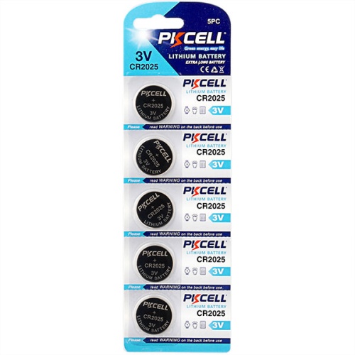 Литиевый элемент питания PKCELL CR2025-5B тип - CR2025 5 шт в блистере | код CR2025-5B | PKCELL