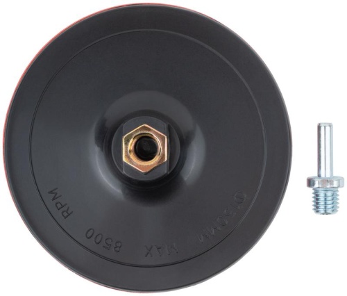 Диск шлифовальный с липучкой, гайка М14 + переходник для дрели, 150х3 мм | код 39626 | FIT