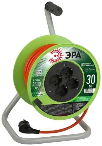 Удлинитель на катушке 4х30м с заземл. RP-4e-3x1.5-30m ПВС 3х1.5 | код Б0056102 | Эра