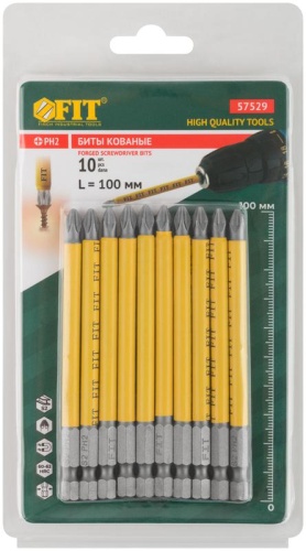 Биты кованые сталь S2 односторонние 100 мм PH2 Профи 10 шт блистер | код 57529 | FIT фото 3 Биты кованые сталь S2 односторонние 100 мм PH2 Профи 10 шт блистер | код 57529 | FIT фото 3