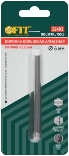 Коронка алмазная кольцевая для керамогранита / мрамора 6 мм | код 35493 | FIT фото 3 Коронка алмазная кольцевая для керамогранита / мрамора 6 мм | код 35493 | FIT фото 3