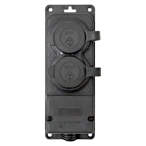 Роз, (колодка) двухмест, с защит, крышками каучуковая 230В 2P+PE 16A IP44 PRO | код RPS-018-16-230-44-r | EKF фото 4