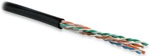 Кабель витая пара неэкранированный U/UTP категория 5e 4 пары(24 AWG) одножильный (solid) внешний PE черный, Hyperline UUTP4-C5E-S24-OUT-PE-BK-500 (500 м) | код 49118 | Hyperline