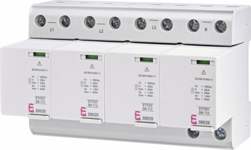 Ограничитель перенапряжения ETITEC SM T12 300/25 (4+0, 8p, TNC-S) | код 002440572 | ETI