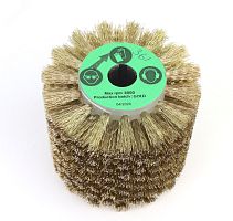 Щетка Д110x100x19+4 паза, ворс гофр латунир-я сталь 0,35 по дереву для щеточных шлиф машин с валом Д19+4 (3-361) | код FEL110100GOLDPG | Cazzola