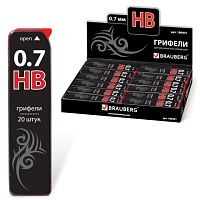 Грифели запасные BRAUBERG, КОМПЛЕКТ 20 шт., Black Jack Hi-Polymer, HB, 0,7 мм, 180451 | код 180451 | BRAUBERG