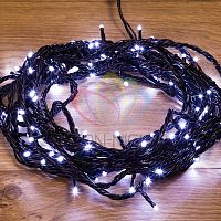 Гирлянда "ТВИНКЛ ЛАЙТ LED" (с контроллером 8 режимов) 10м 100LED 10Вт 220В IP54 бел. провод черн. ПВХ | код 303-135 | Neon-Night