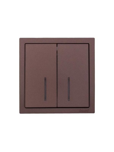 ZIMA Выключатель 2-ой с подсветкой шоколад безвинтовой зажим/клемма LEZARD | код 704-7388-112QC | LEZARD фото 3