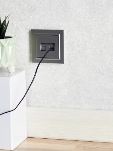 BRITE Розетка компьютерная двойная RJ45 кат.5E РК10-2-БрС сталь | код BR-K20-1-K46 | IEK фото 2