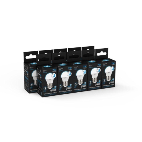 Лампа светодиодная LED 7 Вт 550 лм 6500К шар P45 холодный E27 AC 220В шаговое диммирование выключателем Black Gauss | код 105102307-S | Gauss фото 3