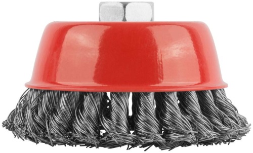 Кордщетка чашечная, гайка М14, стальная витая проволока 100 мм | код 39043 | FIT фото 4