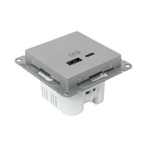 Розетка СП Эпика USB-A+С механизм алюм. EKF UP1-SOA-USBA+USBC фото 9