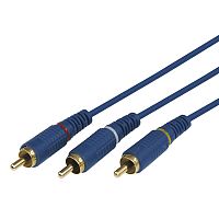 Шнур 3 RCA - 3 RCA, длина 1,5 метра, синий (GOLD) REXANT | код 17-0202-1 | REXANT