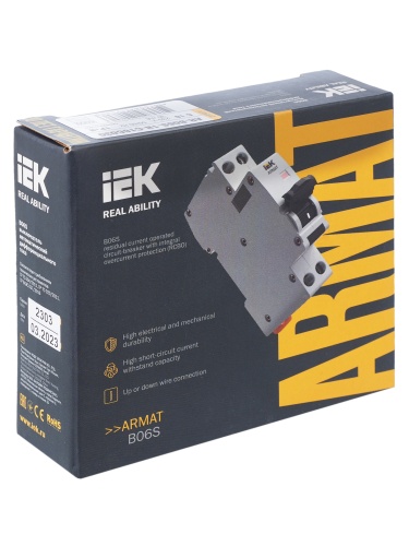 ARMAT Автоматический выключатель дифференциального тока B06S 1P+NP C16 30мА тип AC (18мм) | код AR-B06S-1N-C16C030 | IEK  фото 10