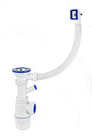 Сифон ЭЛИТ для моек и раковин 1'1/2 x 40 мм с нержавеющей чашкой 70 мм и с двойным отводом для стиральной и посудомоечной машины | код 30980615 | VIRPlast