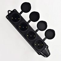 Колодка 4-м 16А IP44 2P+PE 220-240В с защ. крышками каучук | код 106-0400-0107/107 | LEZARD