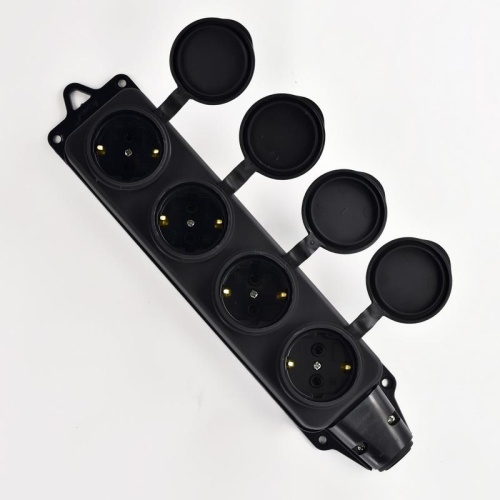 Колодка 4-м 16А IP44 2P+PE 220-240В с защ. крышками каучук | код 106-0400-0107/107 | LEZARD