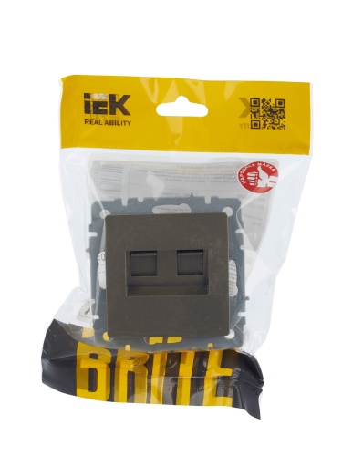 BRITE Розетка компьютерная двойная RJ45 кат.5E РК10-2-БрШ шампань | код BR-K20-1-K37 | IEK фото 6
