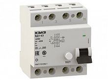 Дифференциальный выключатель нагрузки  ВД1-63 4 полюса, 16А, Тип AC, 300мА | код. 222725 | КЭАЗ