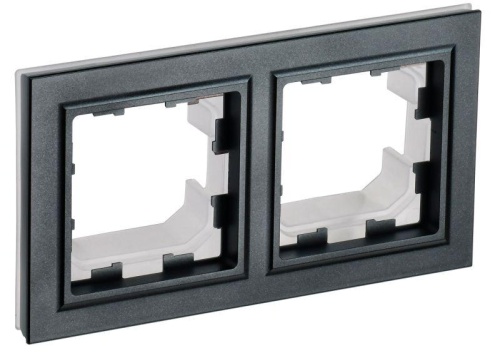 BRITE Рамка 2-местная IP44 РУ-2-БрЧ-44 черный | код BR-M22-44-K02 | IEK