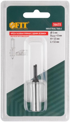 Фреза пазовая прямая с одним лезвием DхHхL=5х13х52мм FIT 36635 фото 3