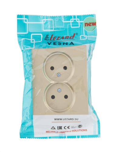 VESNA Розетка двойная б/з ПБТ золото | код 742-3600-128B | LEZARD фото 3 VESNA Розетка двойная б/з ПБТ золото | код 742-3600-128B | LEZARD фото 3