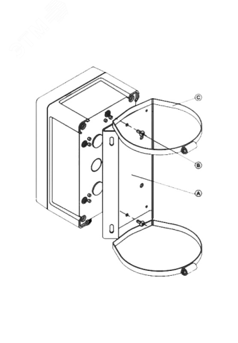 Кронштейн для крепления видеокамер ТВК, термокожухов ТГБ, коробок КМ и БП БПУ | код КС-1 | Тахион