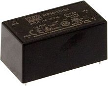 Источник питания AC-DC, 15Вт, вход 80...264В AC 47...440 Гц, выход 12В/1.25А, изоляция 4000В AC, в кожухе 52.4х27.2х24мм, -40...+85C | код MPM-15-12 | MeanWell