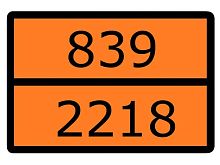 Знак для маркировки опасных грузов Номер ООН 839/2218 ГОСТ Р 52290-2004 300х400 мм, пленка самоклеящаяся ГОСТ 19433-88 EKF | код an-7-839-2218 | EKF