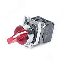 Переключатель SB4 с подсвет в сборе 22мм 3поз красн с фикс металл 24В DC 1НО+1НЗ | код SB4BK134B5 | Systeme Electric