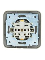 Розетка 1-м СП ASTI 16А IP20 с заземл. с крышкой термопласт в сборе платина. LEZARD 7081-3535-123В