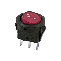 Выключатель клавишный круглый 250В 3А (2с) ON-OFF Micro RWB-105 SC-214 красн. | Код. 36-2511 | Rexant