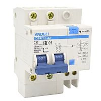 Диф. автомат DZ47LE-32 2P 20A 30mA тип AC х-ка С 6kA (ANDELI) | код ADL02-003 | ANDELI