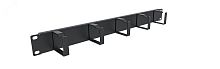Организатор кабельный горизонтальный , крепление 19 1U, 5 колец глубиной 85мм, металл, черный RAL 9005 | код NTSS-HORG-1U-5(85)-BL | NTSS
