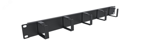 Организатор кабельный горизонтальный , крепление 19 1U, 5 колец глубиной 85мм, металл, черный RAL 9005 | код NTSS-HORG-1U-5(85)-BL | NTSS