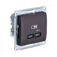 GLOSSA USB РОЗЕТКА тип-C 65Вт высокоскор.заряд. QC, PD, механизм, ШОКОЛАД | код GSL000827 | Systeme Electric