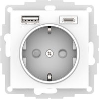 ATLASDESIGN РОЗЕТКА 16А с 2 USB A+C, 5В/2,4А/3,0А, 2х5В/1,5А, механизм, ЛОТОС | код ATN001332 | Systeme Electric