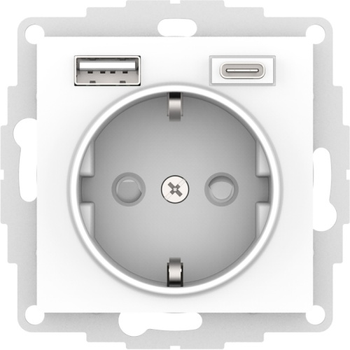 ATLASDESIGN РОЗЕТКА 16А с 2 USB A+C, 5В/2,4А/3,0А, 2х5В/1,5А, механизм, ЛОТОС | код ATN001332 | Systeme Electric