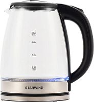 Чайник электрический Starwind SKG4777 1.8л. 2000Вт черный/прозрачный корпус: стекло | код 1717760 | STARWIND