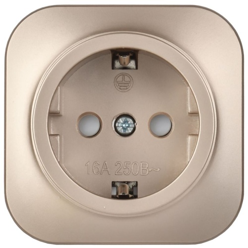 GLORY Розетка 1-местная для открытой установки с заземлением с защитными шторками 16А РСш20-3-ХШм шампань матовый IEK | код ERH14-K37M-16 | IEK фото 2 GLORY Розетка 1-местная для открытой установки с заземлением с защитными шторками 16А РСш20-3-ХШм шампань матовый IEK | код ERH14-K37M-16 | IEK фото 2