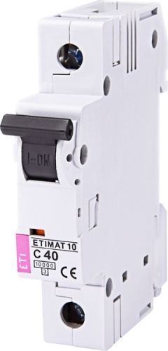 Автоматический выключатель ETIMAT 10 1p C 40А (10 kA) | код 002131720 | ETI