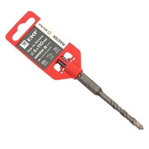 Бур по бетону SDS-plus 6х110 мм (2 резца)(4S спираль) Master | код db-6-110-2x4 | EKF