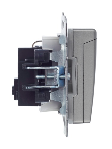 BRITE Розетка 1-местная с заземлением с защитными шторками и крышкой 16А IP44 РСбш10-3-44-БрС сталь | код BR-R16-16-44-K46 | IEK фото 5