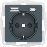 ATLASDESIGN РОЗЕТКА 16А c 2 USB A+C, 5В/2,4А/3,0А, 2х5В/1,5А, механизм, ИЗУМРУД | код ATN000832 | Systeme Electric
