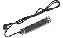 Cabeus PDU-4P-2EU Блок евророзеток для 10 шкафов, горизонтальный, 4 розетки, 16 A, без выключателя, алюминиевый корпус, шнур 2 м, вилка немецкий стандарт | код 7981c | Cabeus