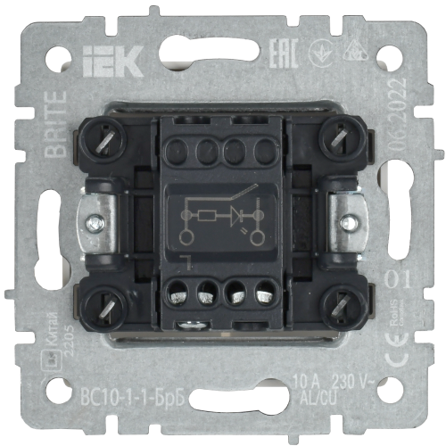 BRITE Выключатель 1-клавишный с индикацией 10А ВС10-1-1-БрБ белый | код BR-V10-1-10-K01 | IEK фото 2